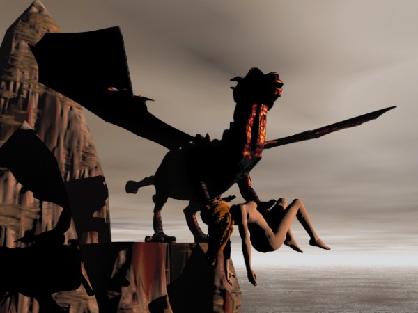Dragon holding Woman